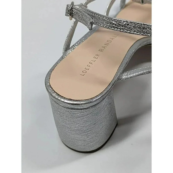 Loeffler Randall Women's Elena Heel Sandal Silver Leather Size 6.5 (MSRP $350) - Picture 7 of 12